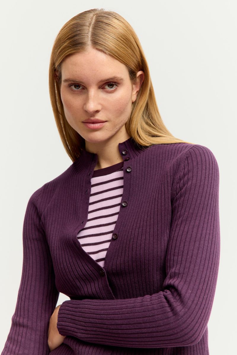 Rib Turtleneck cardigan