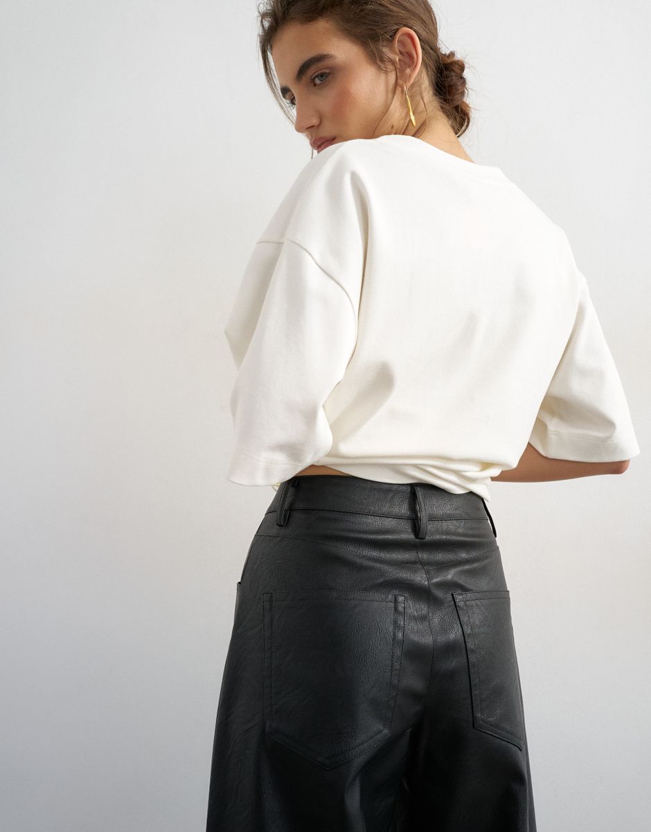 TSTALLA COATED BARREL TROUSERS