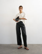 TSTALLA COATED BARREL TROUSERS
