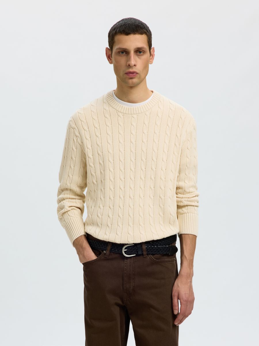 SLMBRAUN KNIT CABLE CREW NOOS