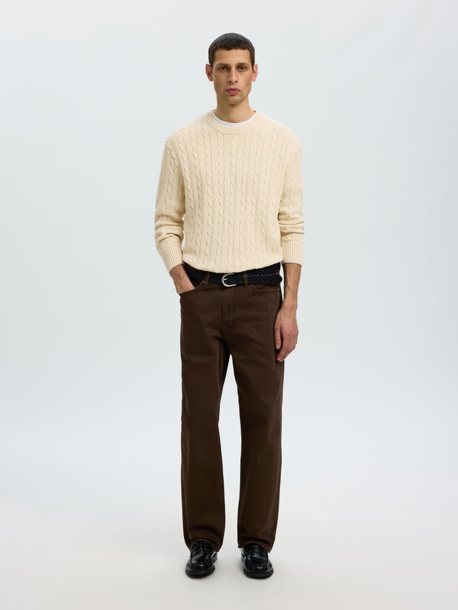SLMBRAUN KNIT CABLE CREW NOOS