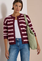 Cardigan mit Rundhals und Streifen