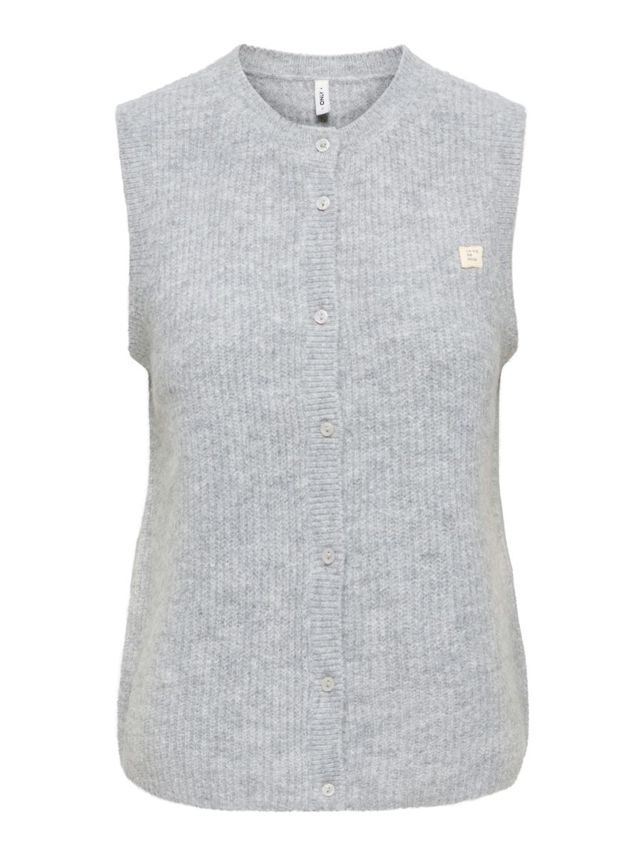 ONLVIGGA SL O-NECK BADGE BUTTON VEST KNT