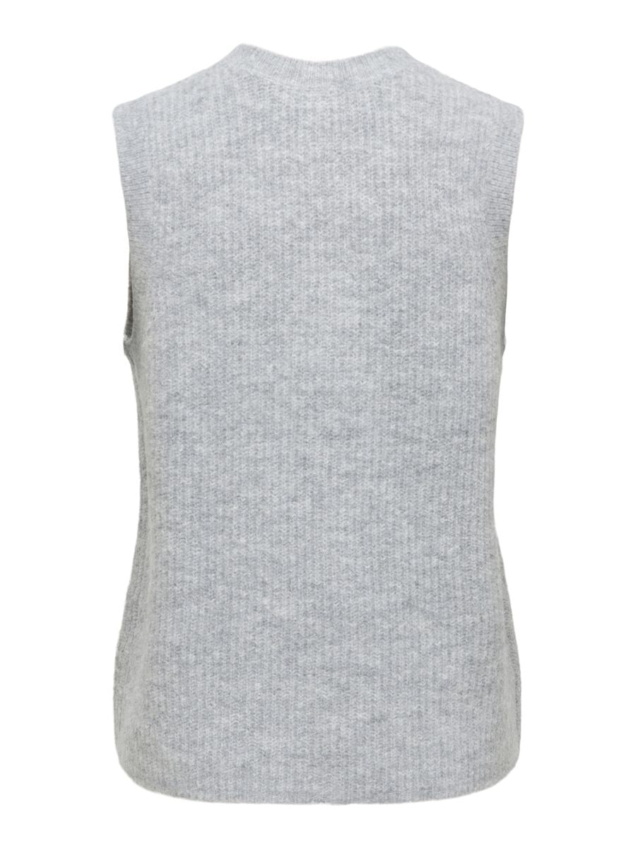 ONLVIGGA SL O-NECK BADGE BUTTON VEST KNT
