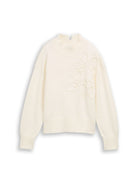 Oversize Cosy Strickpullover mit Blumen-Stickerei