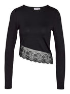 NMJUNE L/S ASSYM LACE TOP
