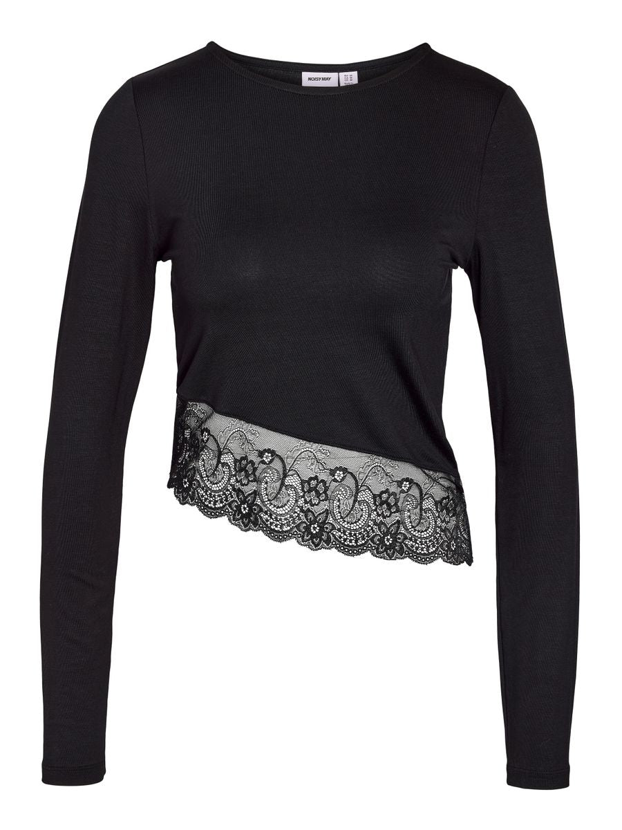 NMJUNE L/S ASSYM LACE TOP