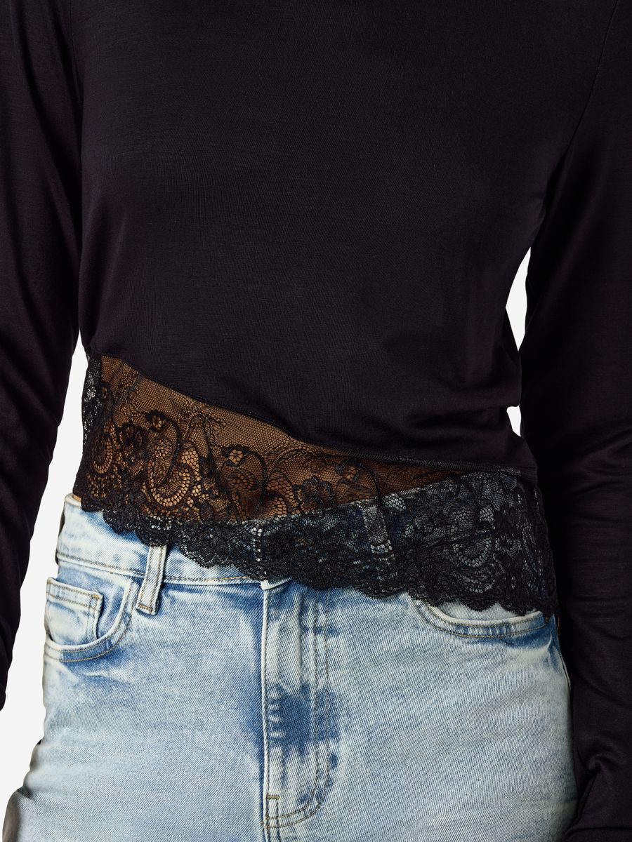 NMJUNE L/S ASSYM LACE TOP