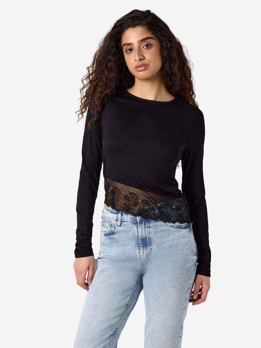 NMJUNE L/S ASSYM LACE TOP