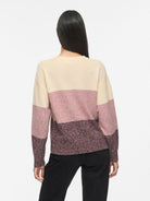 VISPOSA O-NECK L/S STRIPE KNIT TOP/PB/1