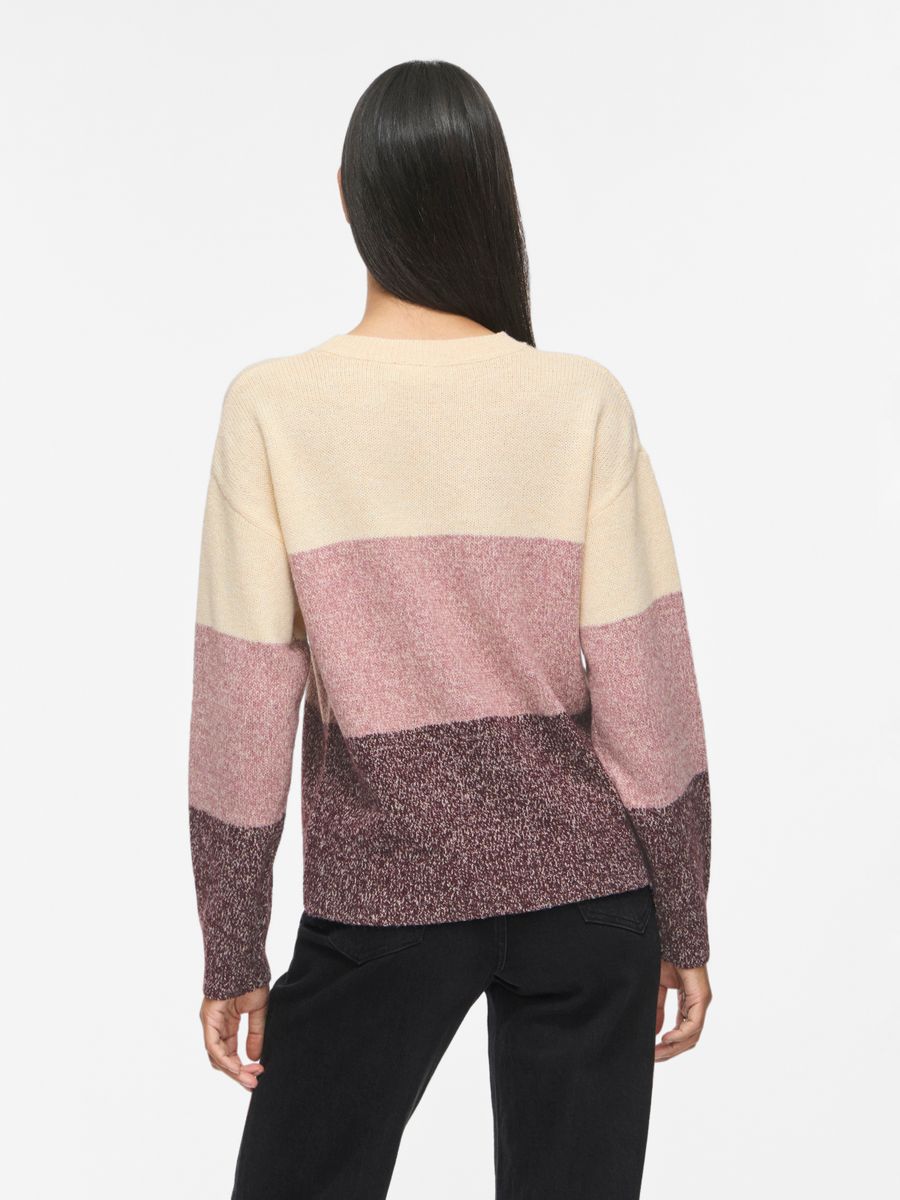 VISPOSA O-NECK L/S STRIPE KNIT TOP/PB/1