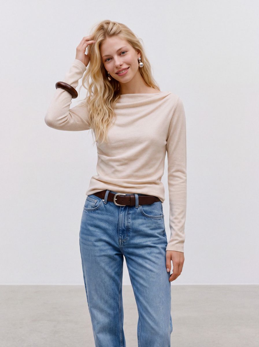 VMSOFINE KNIT LS BOATNECK PULLOVER NOOS