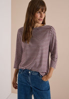 3/4-Arm Shirt mit Boat Neck und Streifen