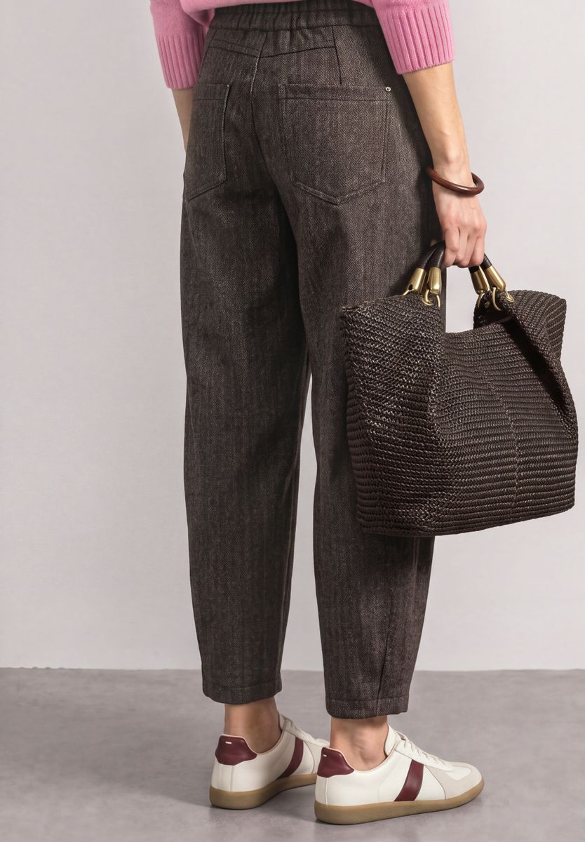 High Waist Barrel Leg Hose mit Elastikbund