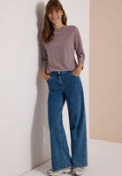 3/4-Arm Shirt mit Boat Neck und Streifen