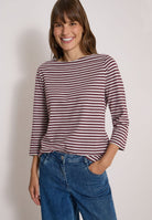 3/4-Arm Shirt mit Boat Neck und Streifen
