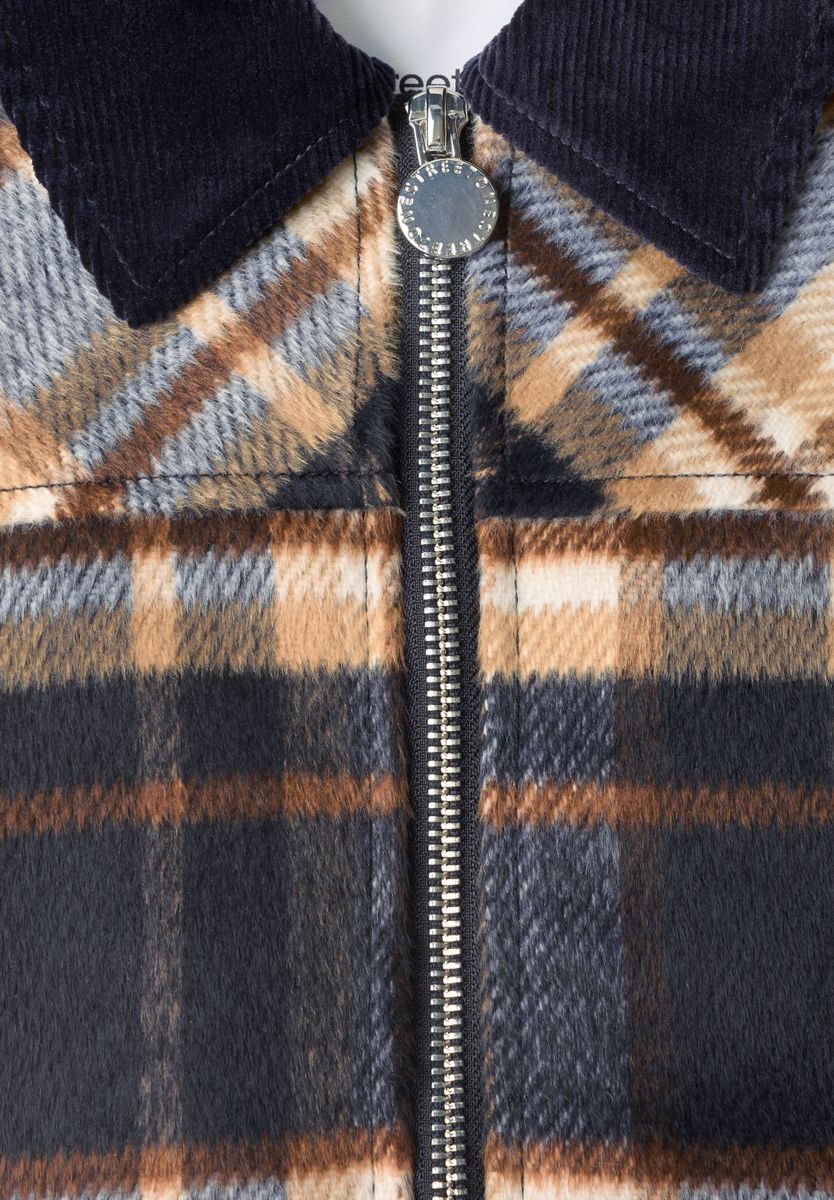 Overshirt mit Cordkragen und Print