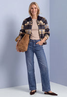 Overshirt mit Cordkragen und Print