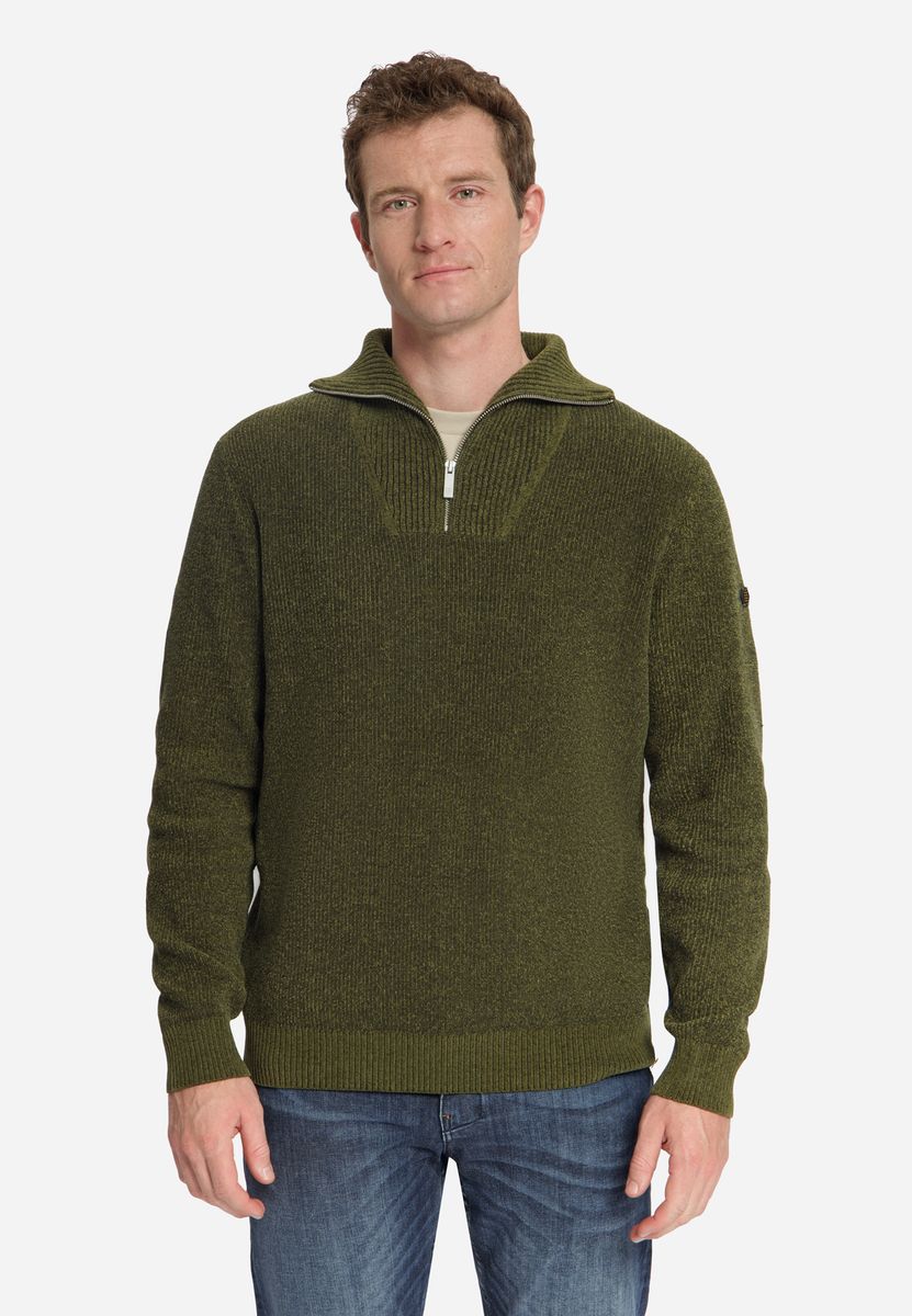 Pullover Half Zip High Neck Light Weight Chenille