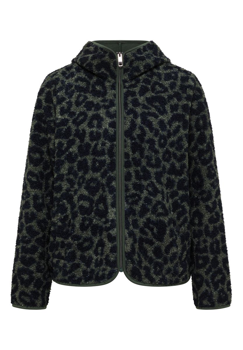 Teddy-Jacke mit Kapuze und Leo-Muster