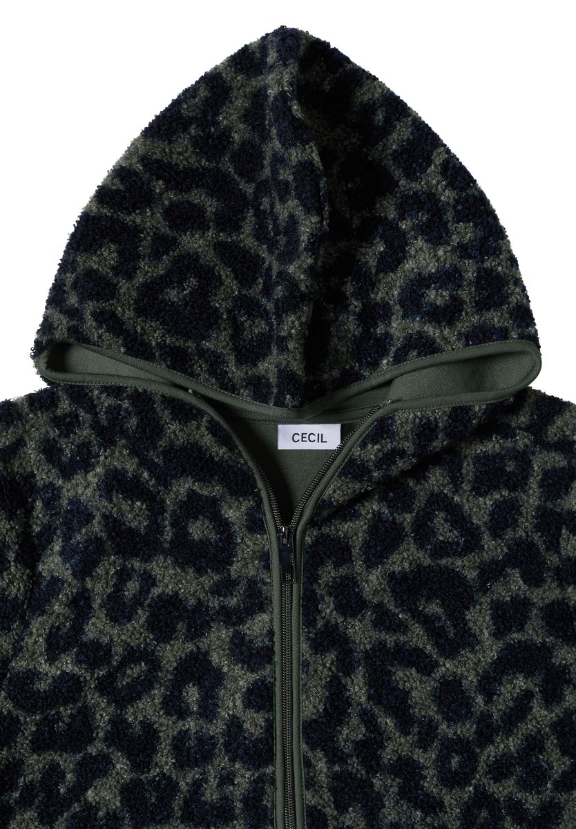 Teddy-Jacke mit Kapuze und Leo-Muster