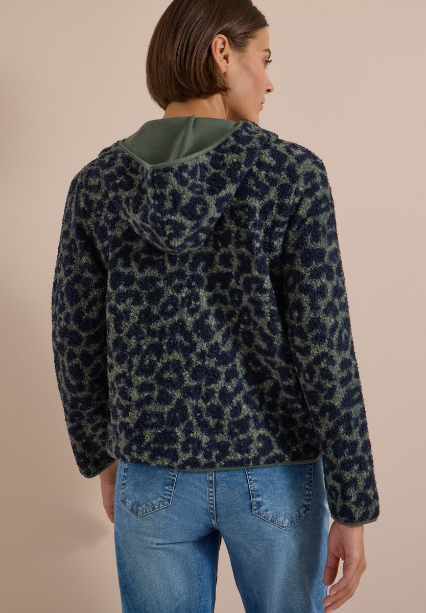 Teddy-Jacke mit Kapuze und Leo-Muster