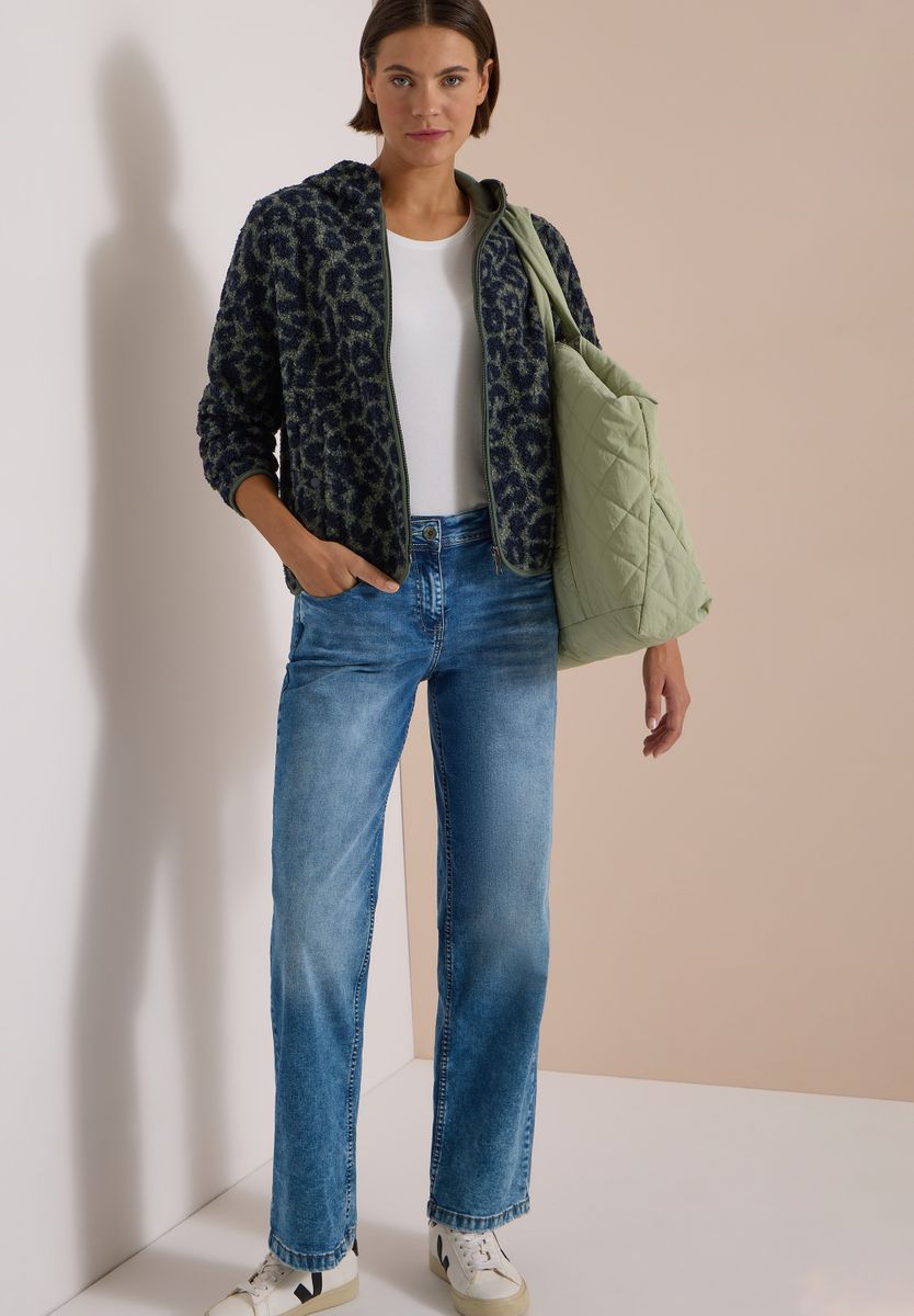 Teddy-Jacke mit Kapuze und Leo-Muster