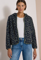 Teddy-Jacke mit Kapuze und Leo-Muster