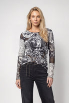 Langarmshirt mit Emblem-Muster