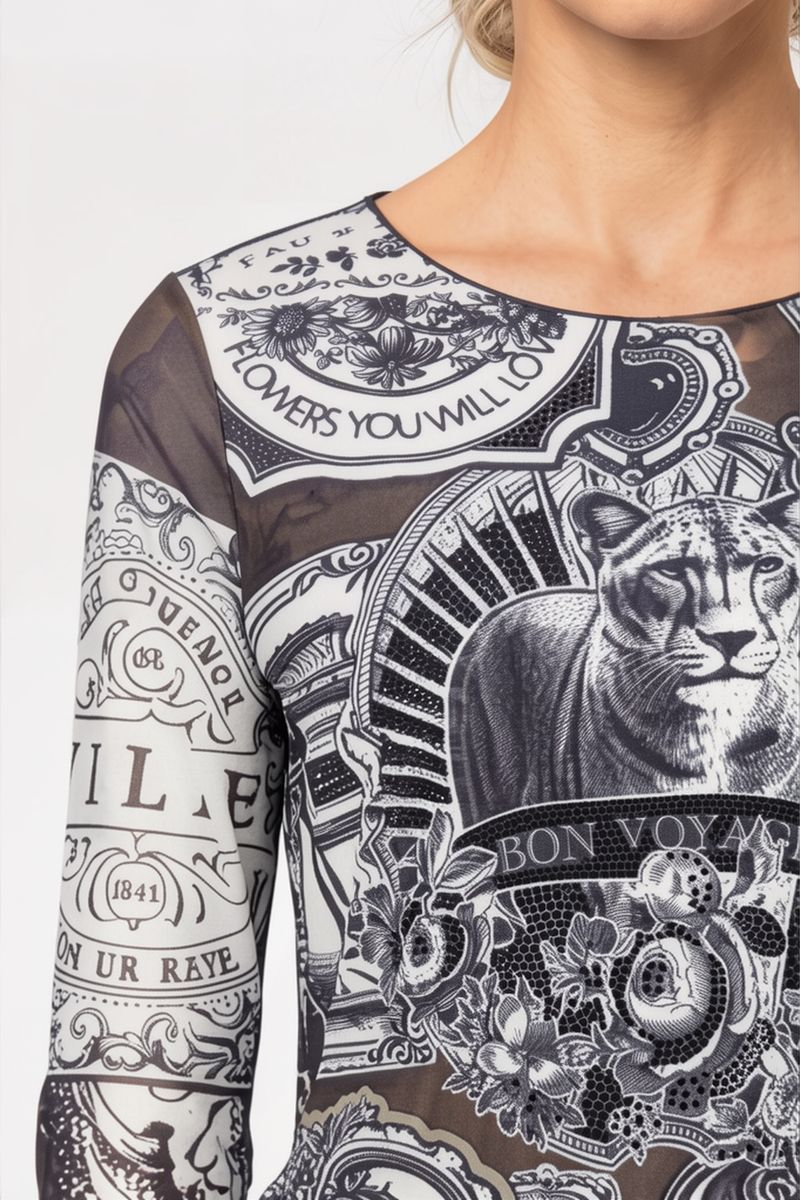 Langarmshirt mit Emblem-Muster