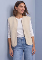 Teddy-Weste mit Zipper und Corddetails