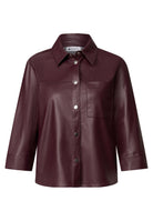3/4-Arm Hemdbluse im Leder-Look