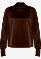 Damen Satinbluse   mit Stehkragen