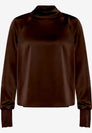 Damen Satinbluse   mit Stehkragen