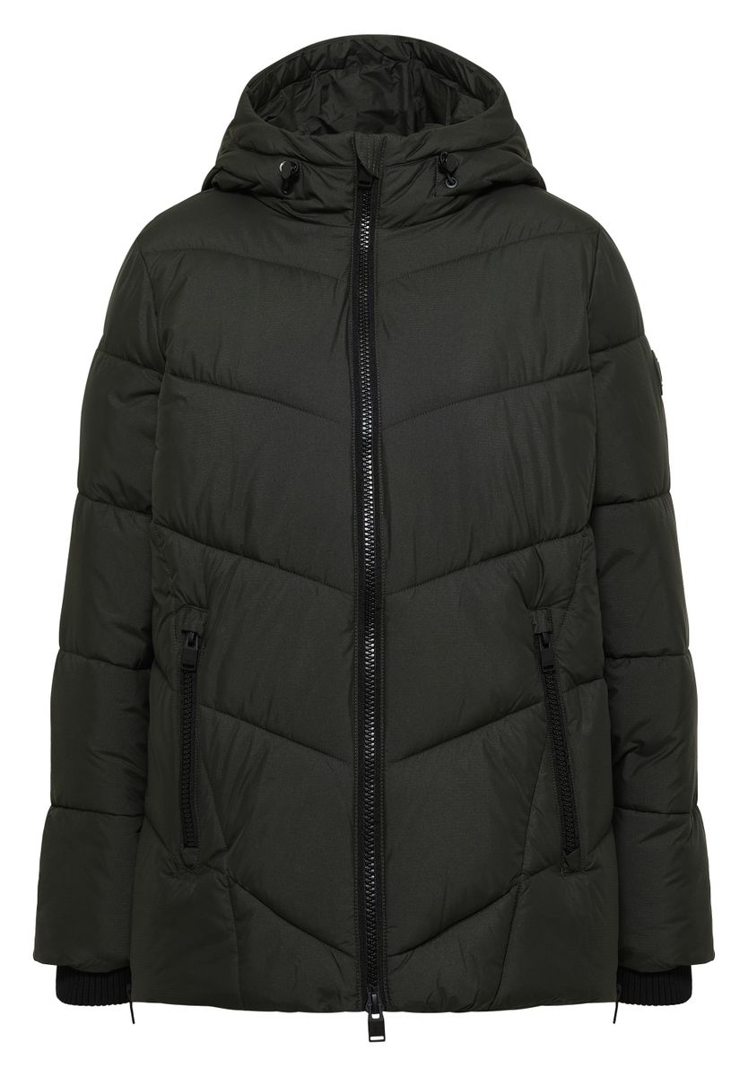 Puffer-Jacke in Midi-Länge mit Kapuze