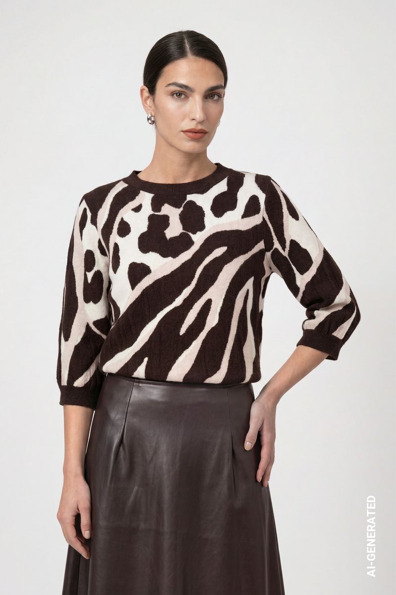 Strickpullover mit Leo-Tiger-Mustermischung