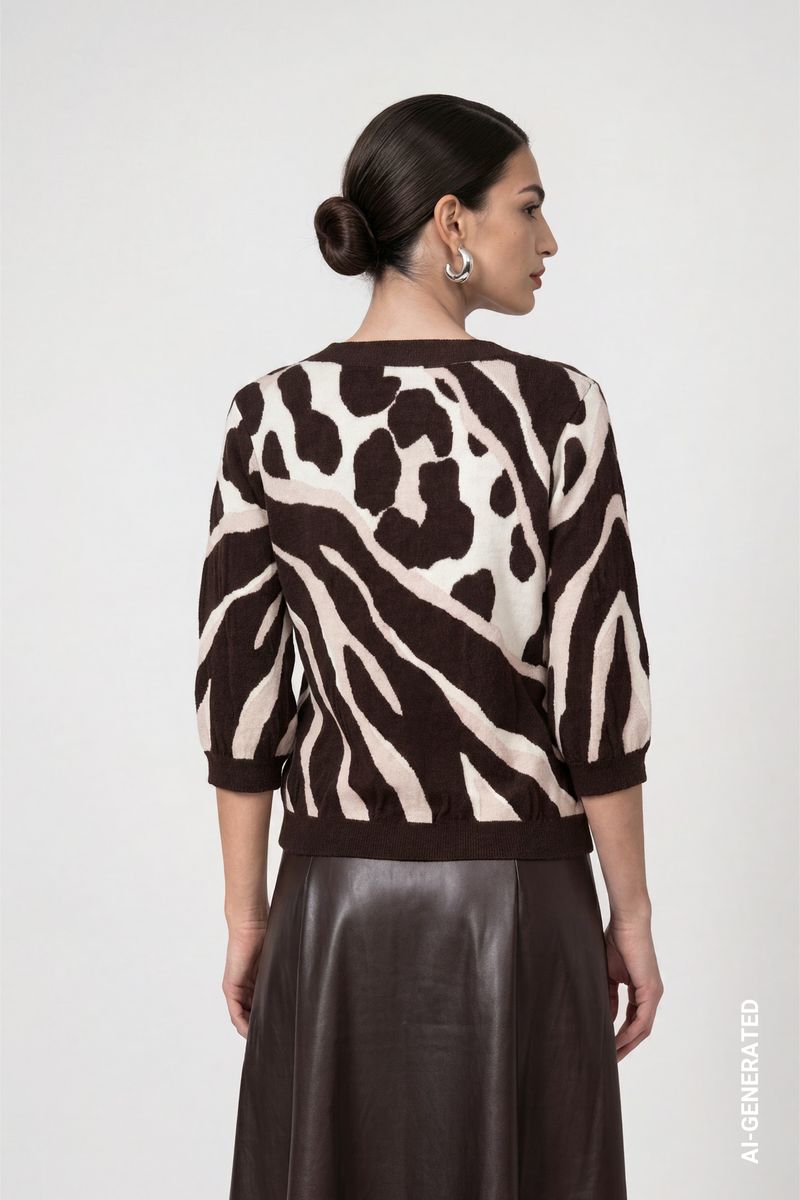 Strickpullover mit Leo-Tiger-Mustermischung