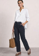Mid Waist Straight Leg Hose mit Knöpfen