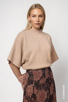 Strickpullover mit kurzen Fledermausärmel