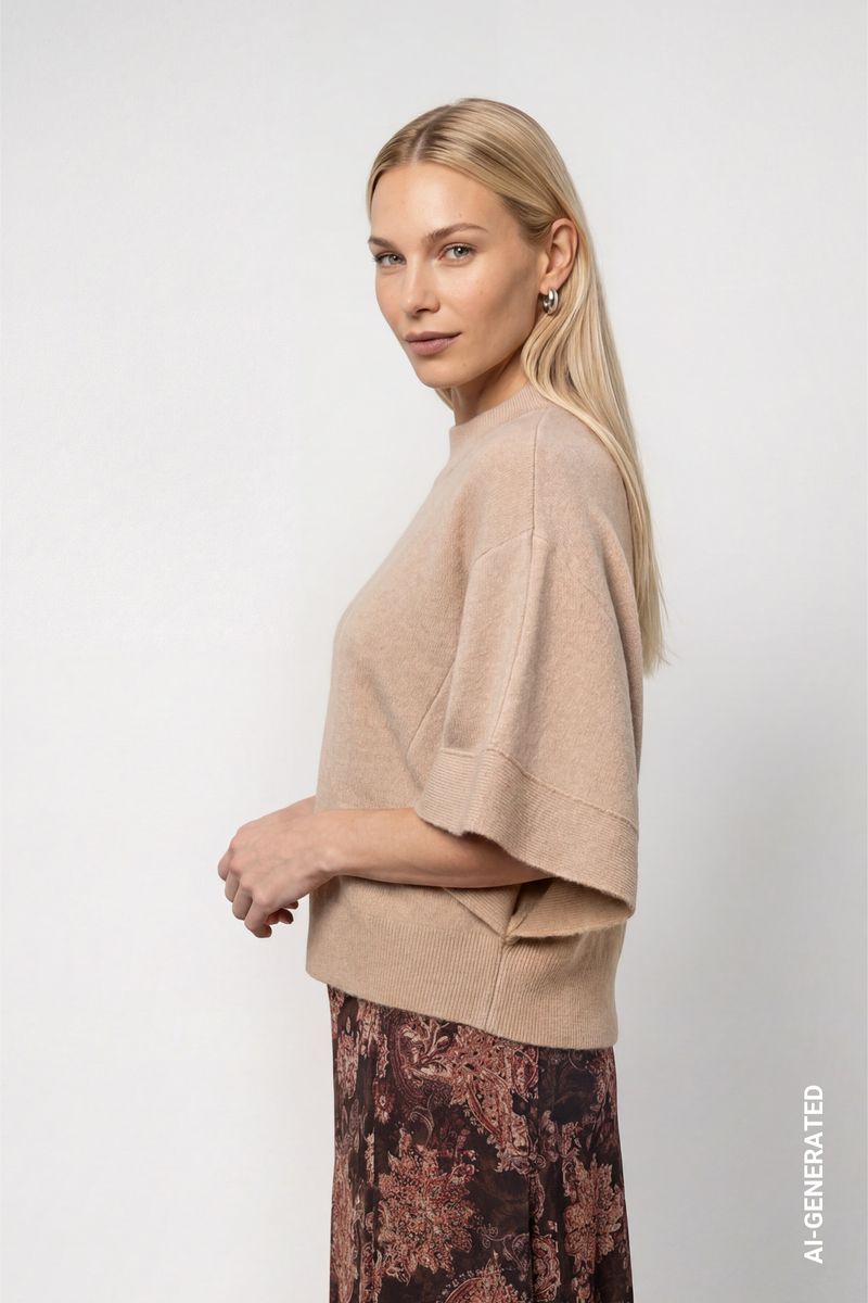 Strickpullover mit kurzen Fledermausärmel