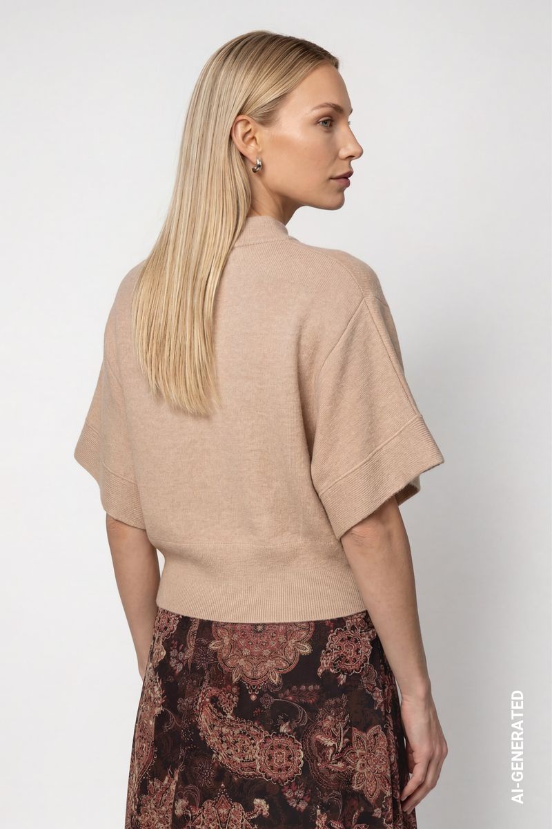 Strickpullover mit kurzen Fledermausärmel