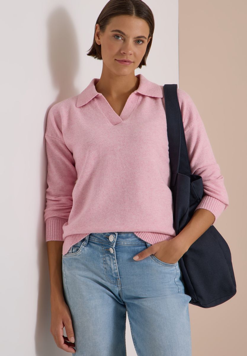 Langarm Pullover mit Polokragen