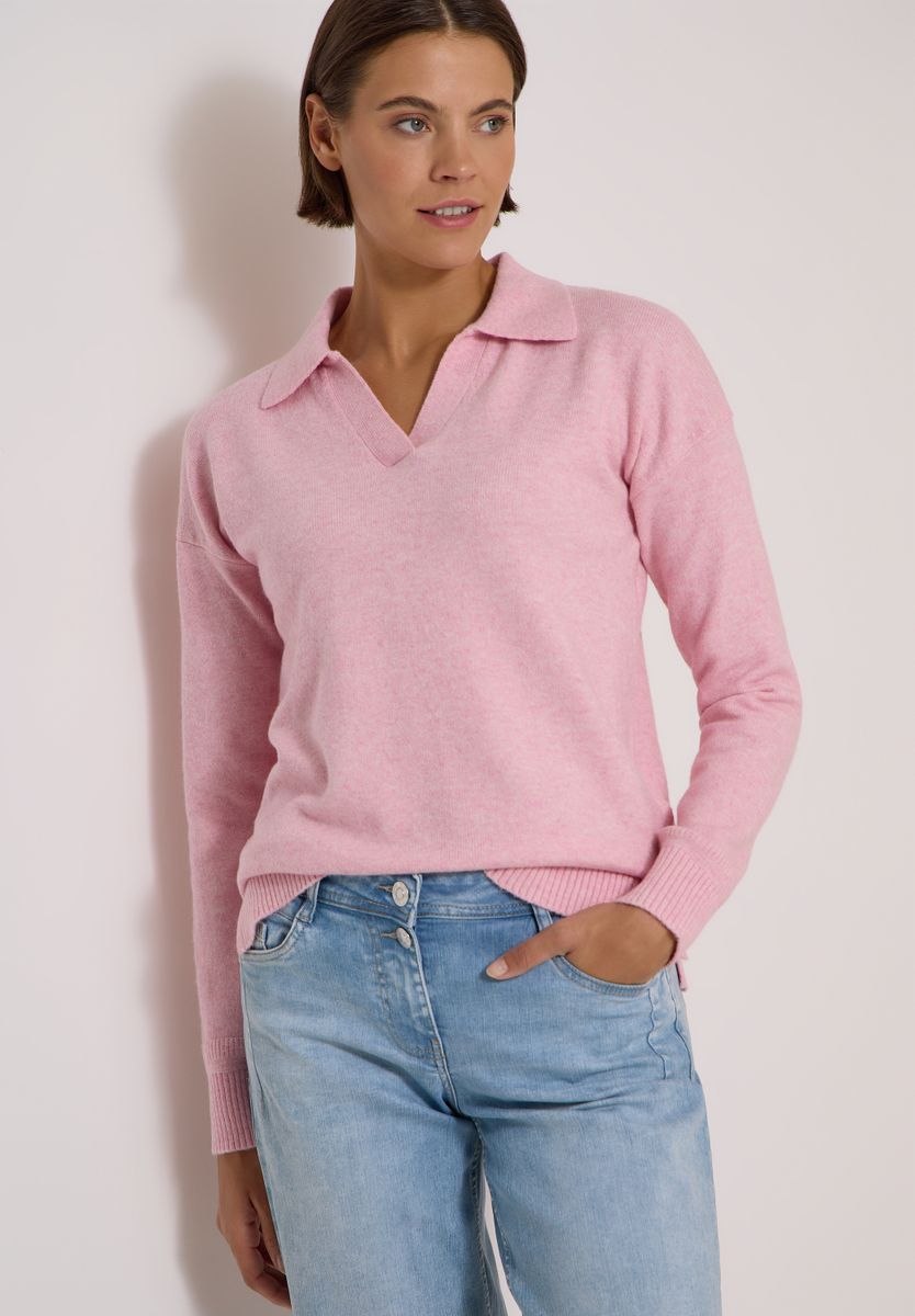 Langarm Pullover mit Polokragen