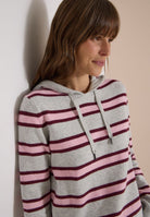 Langarm Pullover mit Kapuze und Streifen