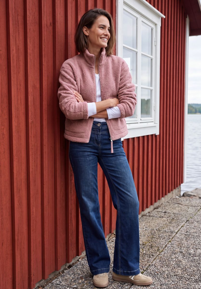 Teddyjacke mit Stehkragen und Zipper