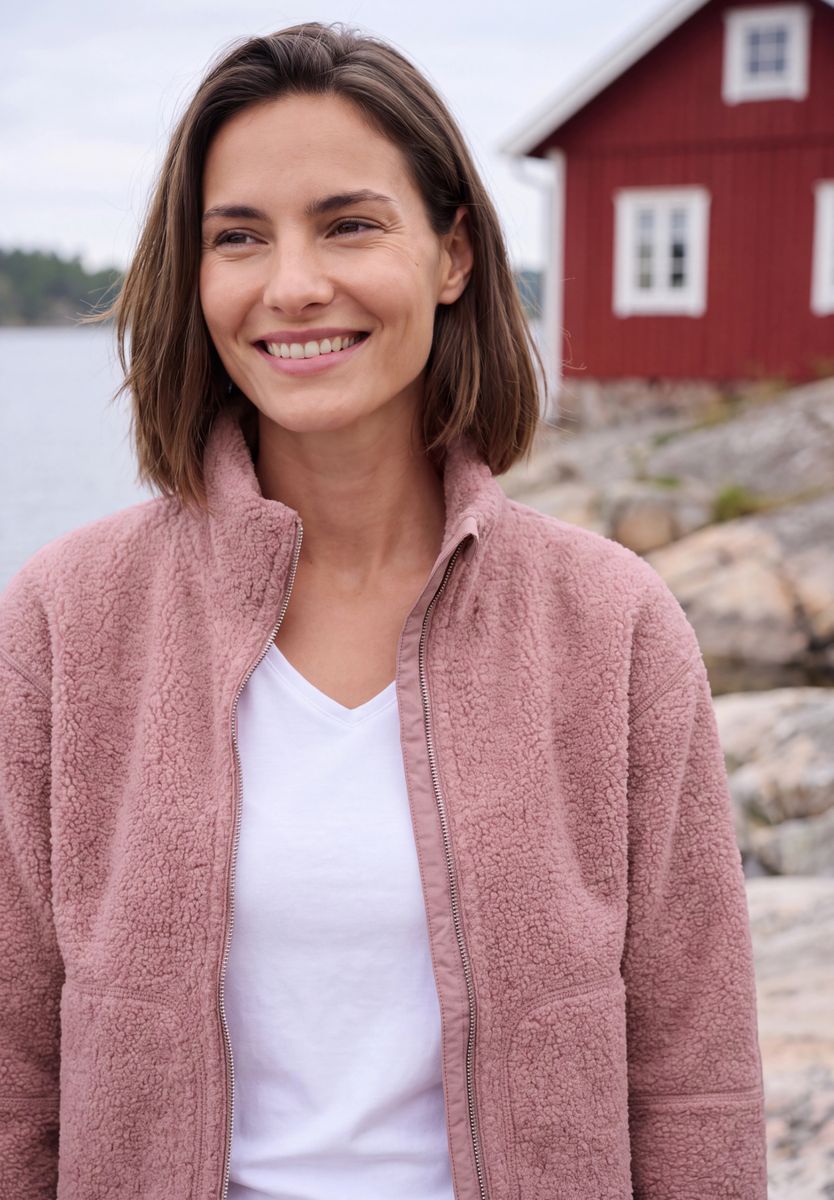 Teddyjacke mit Stehkragen und Zipper