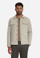 Overshirt Full Button Solid Jacquard Stripe Bottom and Chest Pockets