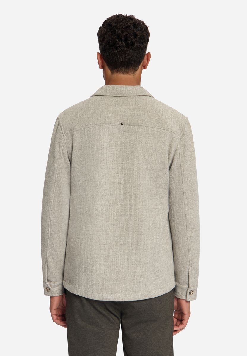 Overshirt Full Button Solid Jacquard Stripe Bottom and Chest Pockets