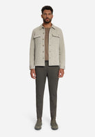 Overshirt Full Button Solid Jacquard Stripe Bottom and Chest Pockets