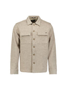 Overshirt Full Button Solid Jacquard Stripe Bottom and Chest Pockets